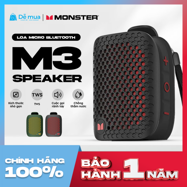 Bluetooth Monster Blaster M3: Nhỏ Gọn, Âm Thanh TWS Sống Động,  Khả Năng Chống Nước IPX7