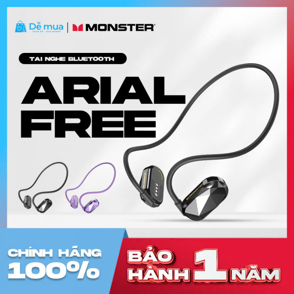 Tai Nghe Thể Thao Monster Aria Free: Âm Thanh HiFi, Thiết Kế Hở Tai, Hoàn Hảo Cho Mọi Hoạt Động Ngoài Trời
