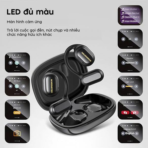 Tai Nghe Thể Thao Không Dây Monster Open Touch Pro 100: Âm Thanh HiFi, Bluetooth 5.4, Chống Ồn ENC, Thiết kế Hở Tai, Khả Năng Chống Nước IPX5