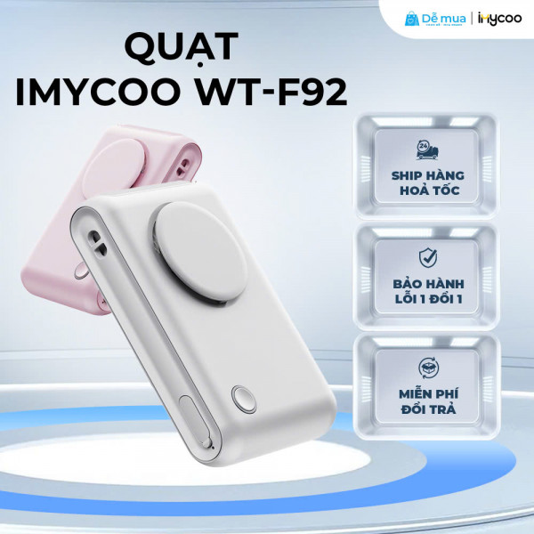 Quạt Kẹp Gấp Gọn ImyCo WT-F92 : Thiết Kế Nhỏ Gọn, Thời Lượng Pin 2000mAh, 3 Mức Tốc Độ Gió
